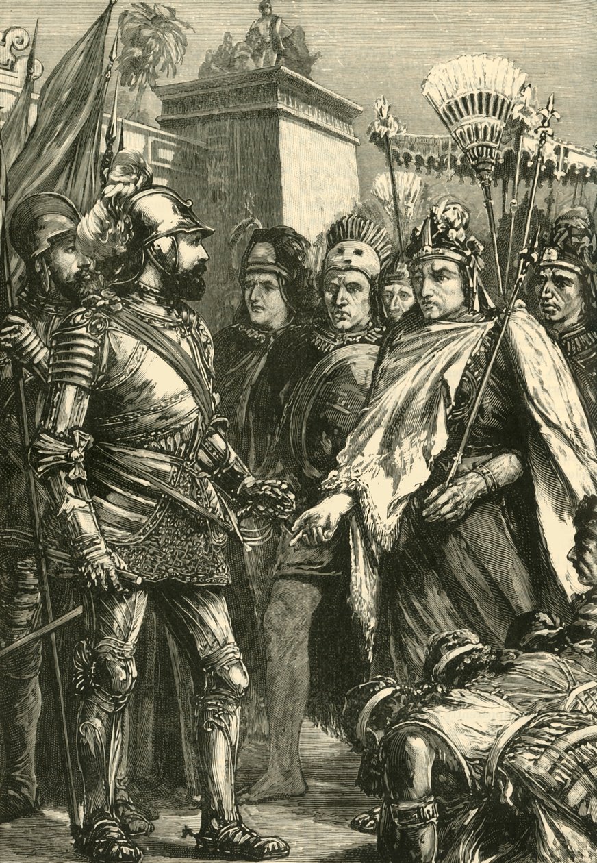 Recepce Cortes od Montezumy, 1519, 1890. od Unbekannt