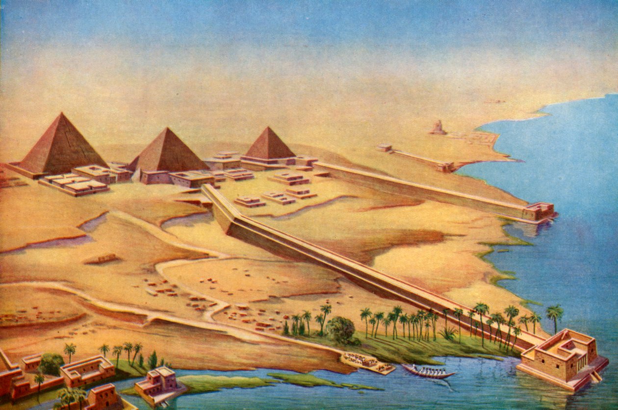 Rekonstrukce tří pyramid v Abúsíru s jejich chrámy a přístupy, 1933-1934 od Unbekannt