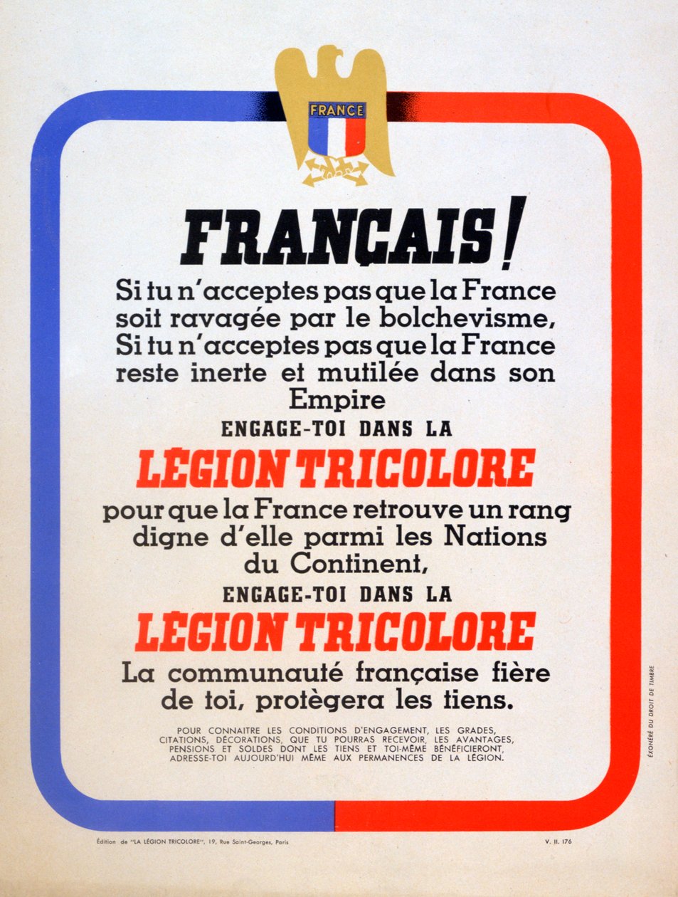 Náborový plakát pro Vichy French Legion Tricolore, 1942 od Unbekannt