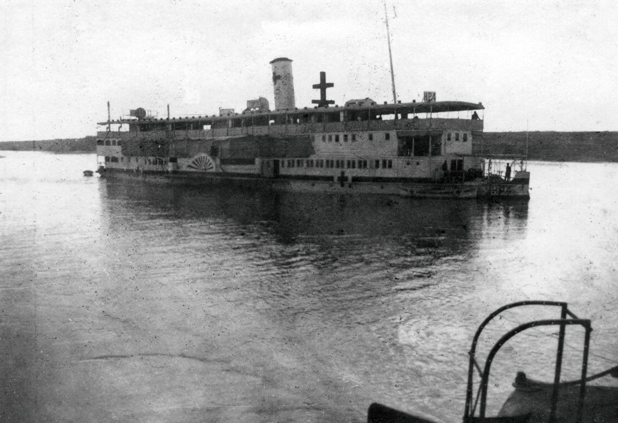 Říční loď Červeného kříže plující po řece Tigris, Mezopotámie, WWI, 1918 od Unbekannt