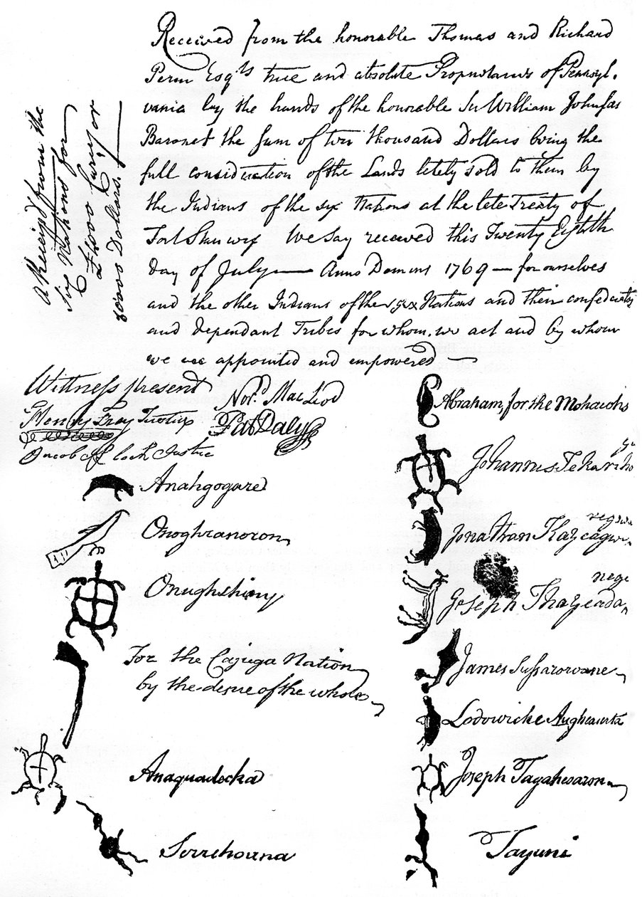 Zmenšený faksimile smlouvy mezi britskými a indiánskými kmeny, 1769, c1880 od Unbekannt