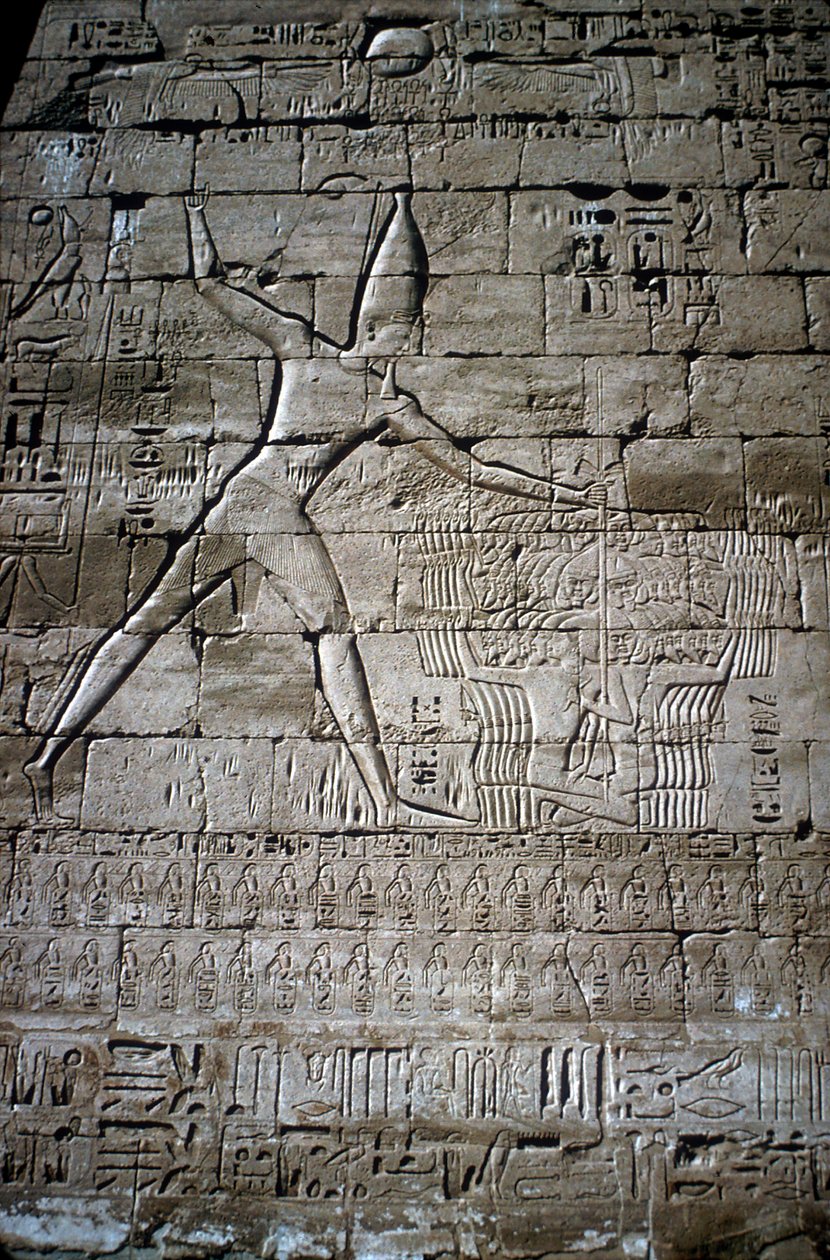 Reliéf Ramesese III bije nepřátele, Zádušní chrám Ramsese III, Medinet Habu, c1200 př.nl od Unbekannt