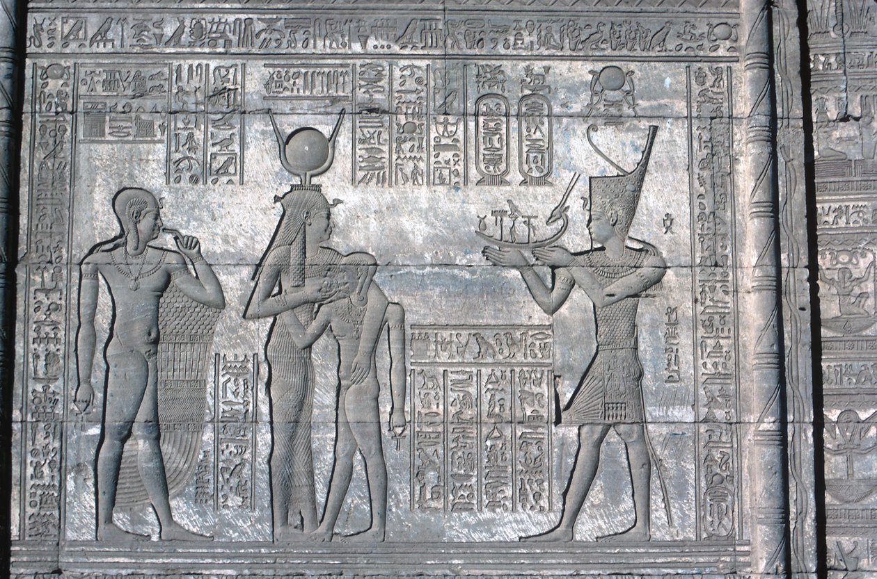 Reliéf na římské Mammisi, chrám Hathor, pozdně Ptolemaiovský a římský, 125 př. n. l. - 60 n. l. od Unbekannt