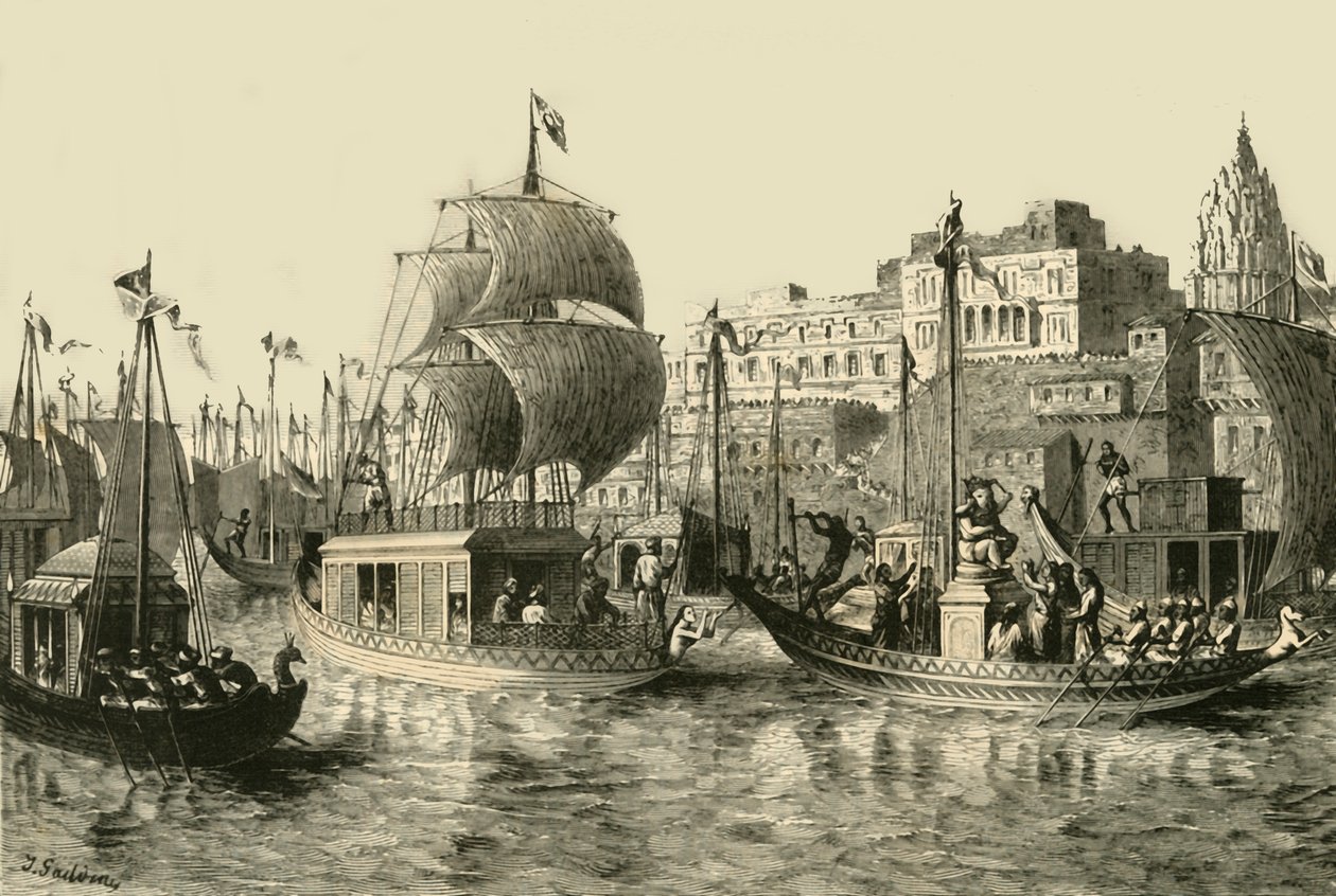 Náboženský festival v Benares, 1890. od Unbekannt