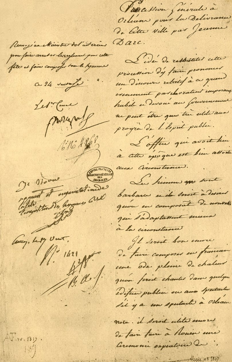 Zpráva ministra vnitra o svátku Johanky z Arku, 15. března 1803, 1921. od Unbekannt