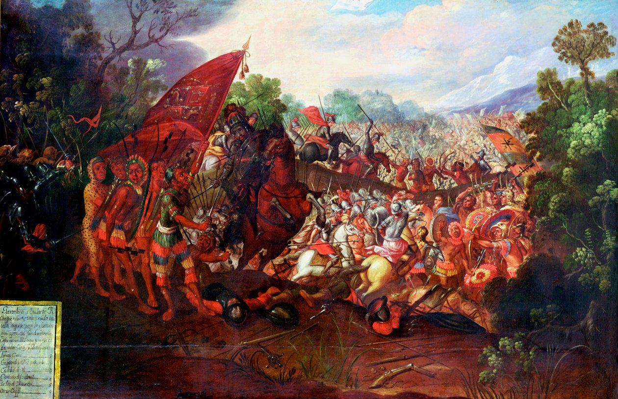 Ústup Hernanda Cortese z Tenochtitlanu, Mexiko, 1520 od Unbekannt