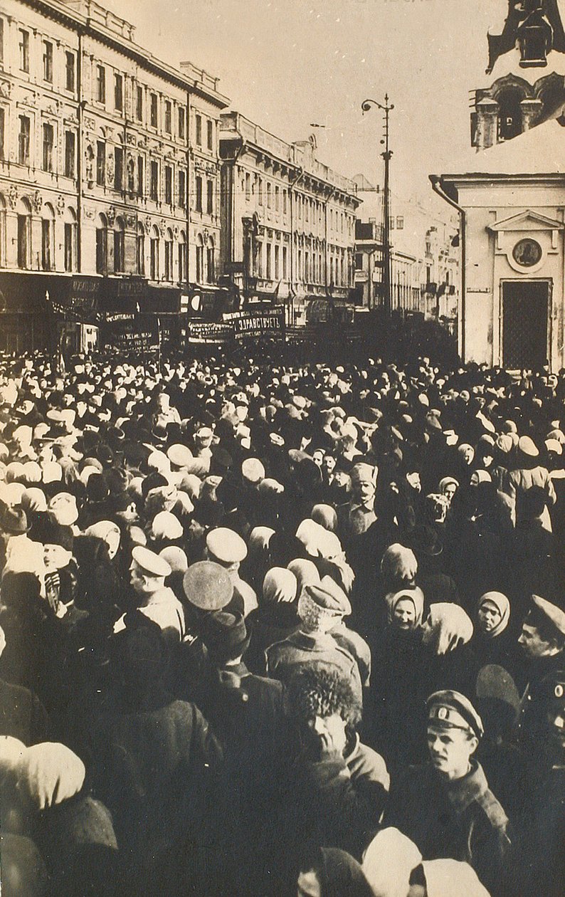 Revoluční davy v Tverské, Moskva, Rusko, c1905-c1917 od Unbekannt