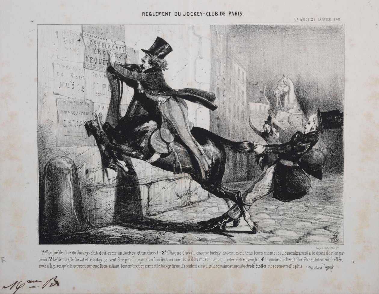 Předpisy Jockey Club of Paris: Každý člen Jockey Club musí mít Jockey..., 1800s. od Unbekannt