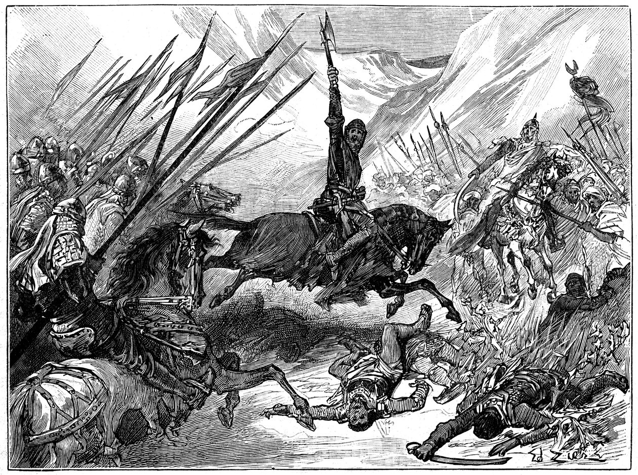 Richard I, Coeur de Lion v bitvě u Arsufu, 1191, c1880 od Unbekannt
