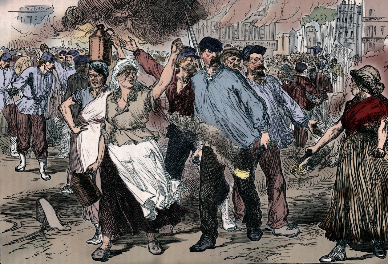 Výtržníci a petrolejové střílející veřejné budovy v Paříži během Pařížské komuny, 1871 1906 od Unbekannt
