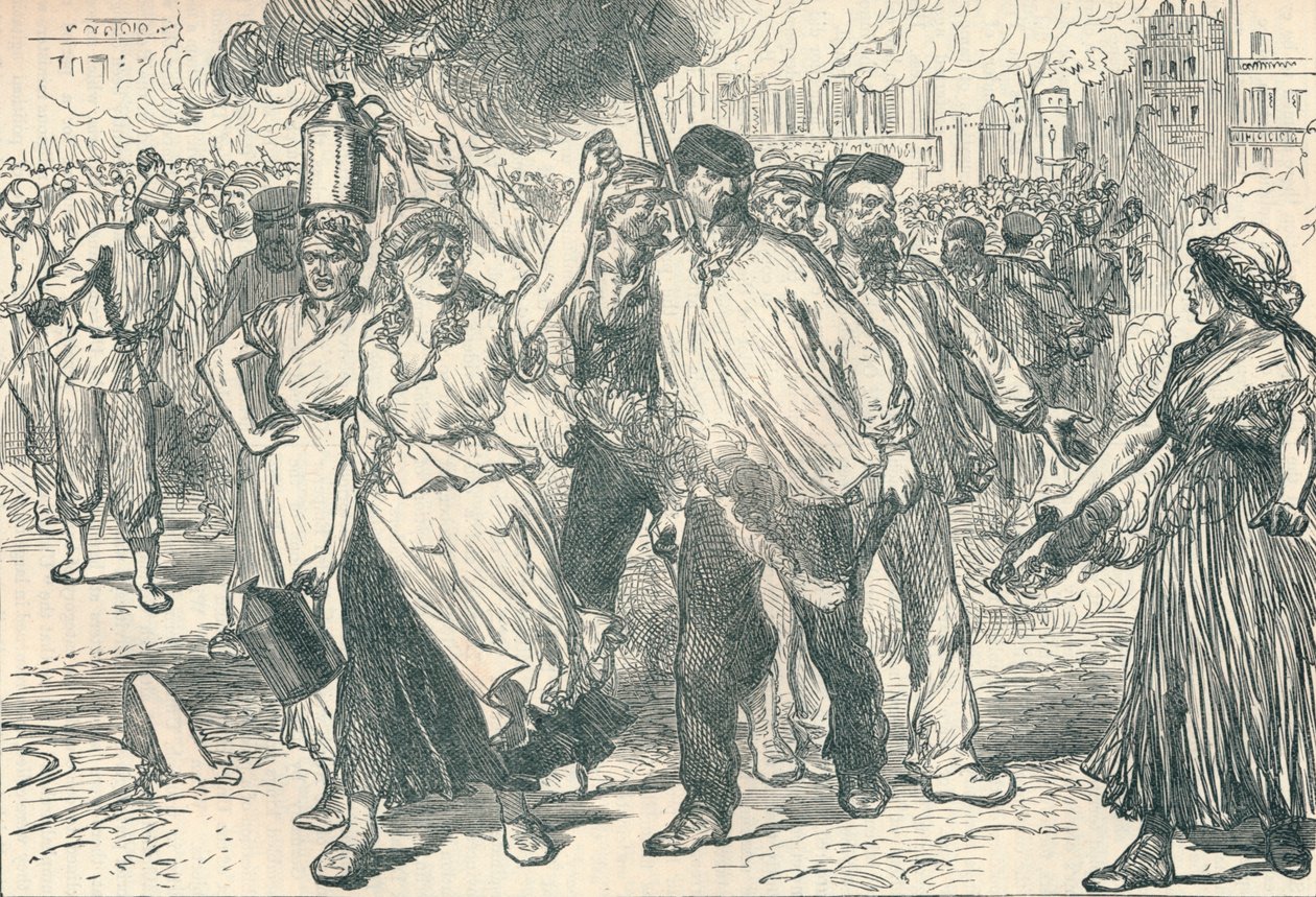 Výtržníci a petrolejové střílející veřejné budovy v Paříži během Pařížské komuny, 1871 1906 od Unbekannt