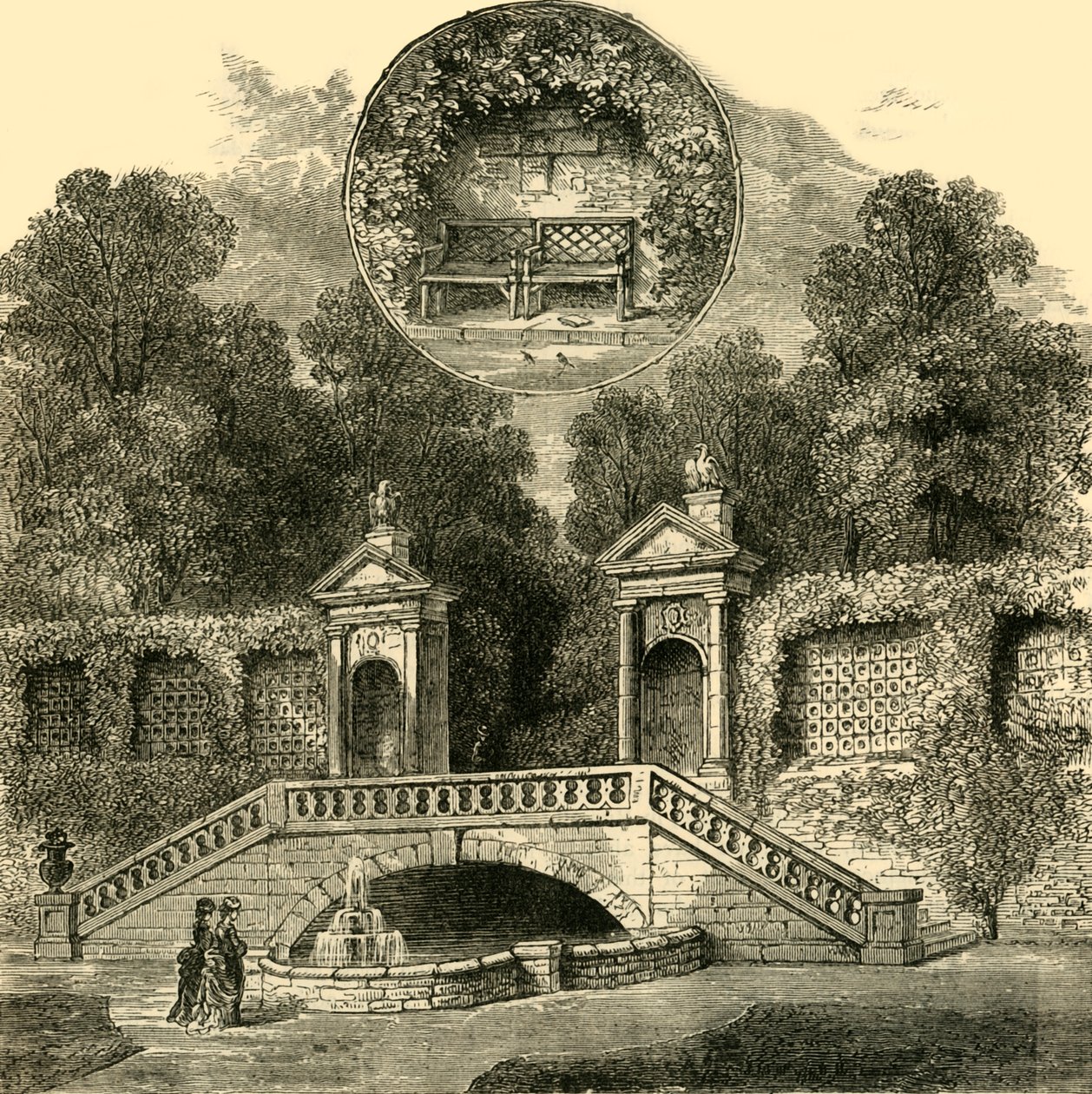Rogers Seat a Inigo Jones Gateway, Holland House, c1876. od Unbekannt