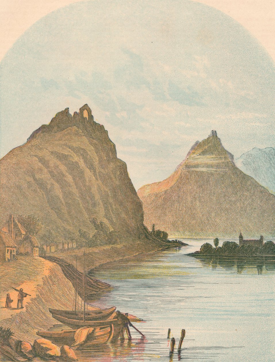 Rolandseck a Kloster Nonnenwerth, 1864. od Unbekannt