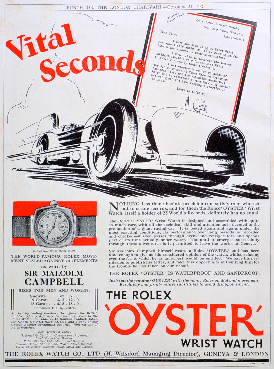 Reklama na náramkové hodinky Rolex Oyster, 1931 od Unbekannt