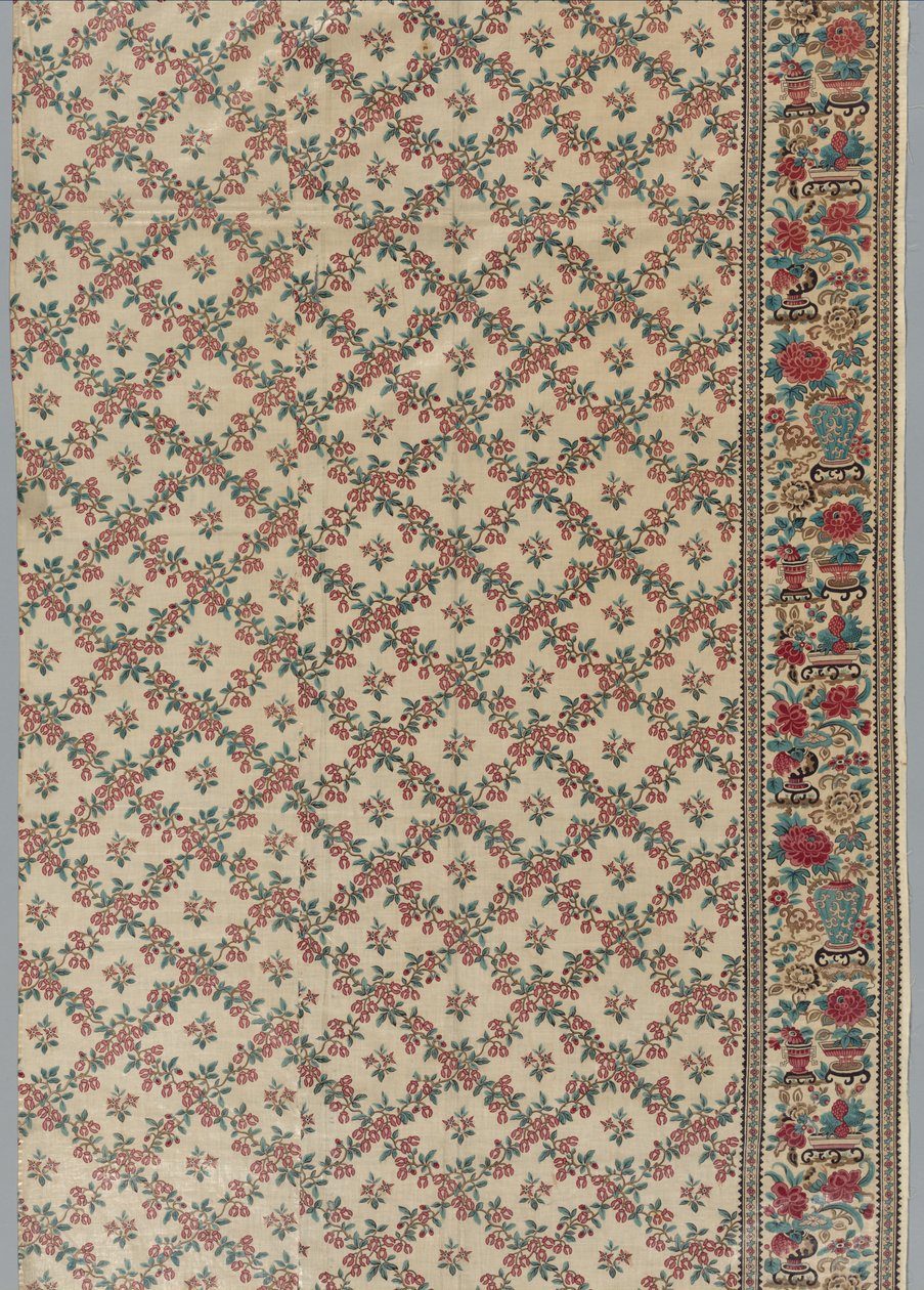 Válečkový glazovaný chintz s květinovým vzorem a vázou, 19. století. od Unbekannt