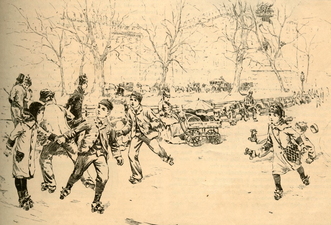 Jízda na kolečkových bruslích na Madison Square, New York, 1881. od Unbekannt