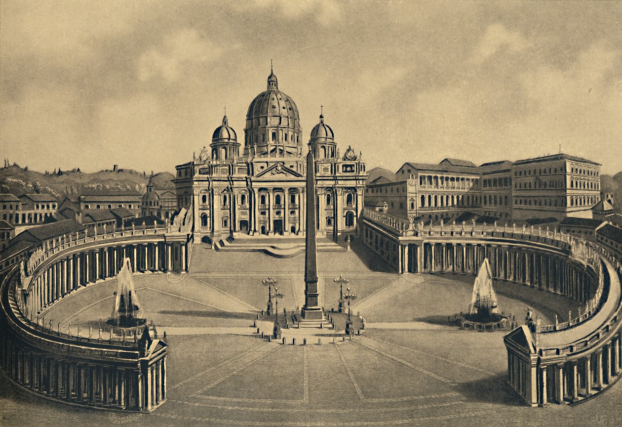 Roma - bazilika a náměstí sv. Petra. Vatikánský palác, 1910 od Unbekannt