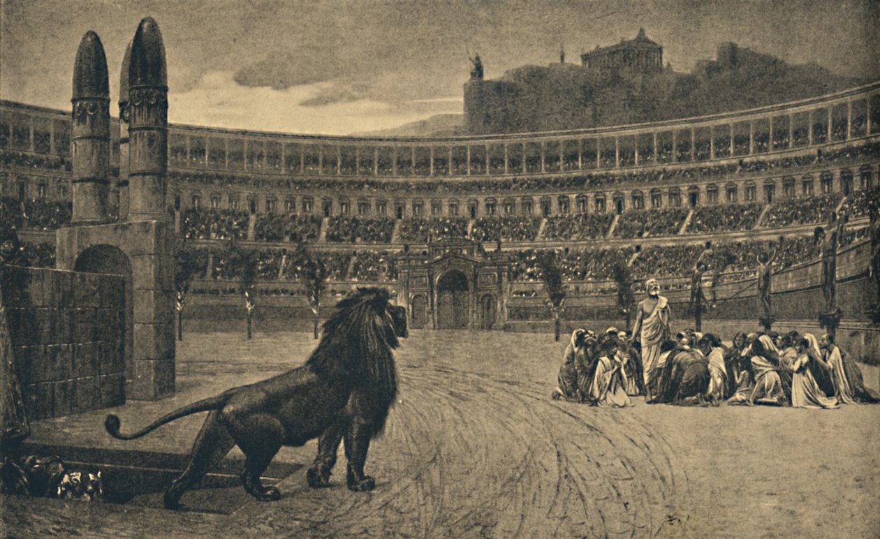 Roma - Circus Maximus - Poslední modlitba křesťanů hozená divokým zvířatům, 1910 od Unbekannt