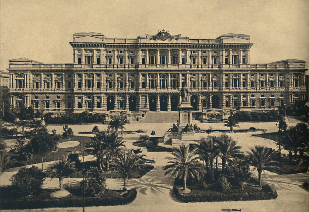 Řím – Prati di Castello. Nové soudy od Calderiniho a socha Cavoura, 1910 od Unbekannt