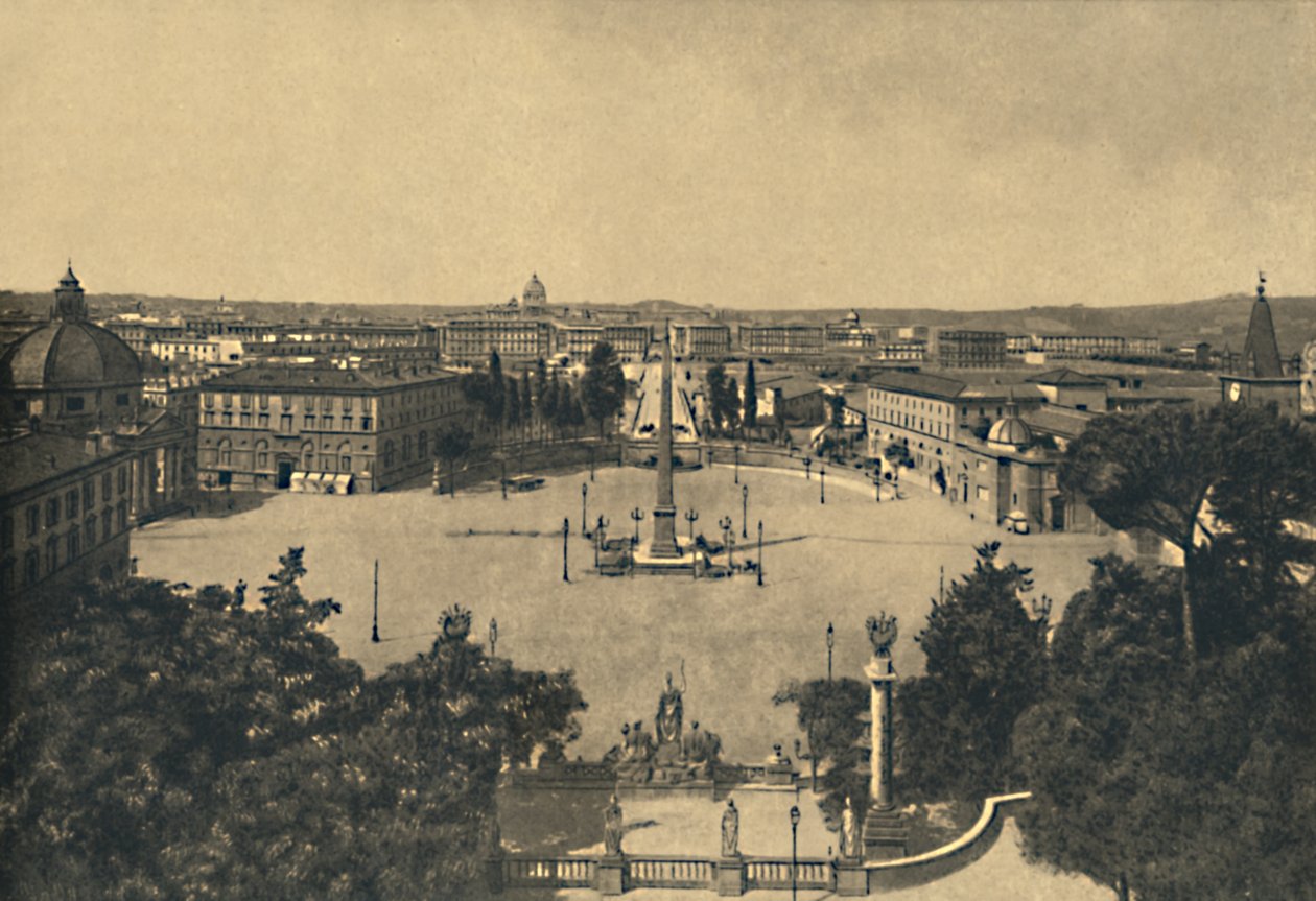 Roma - Pohled z Pinciánské zahrady: Náměstí Popolo topolů, 1910 od Unbekannt