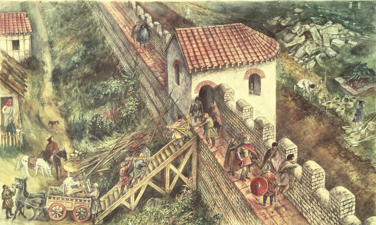 Římská bašta na městských hradbách, Londýn, 4. století od Unbekannt