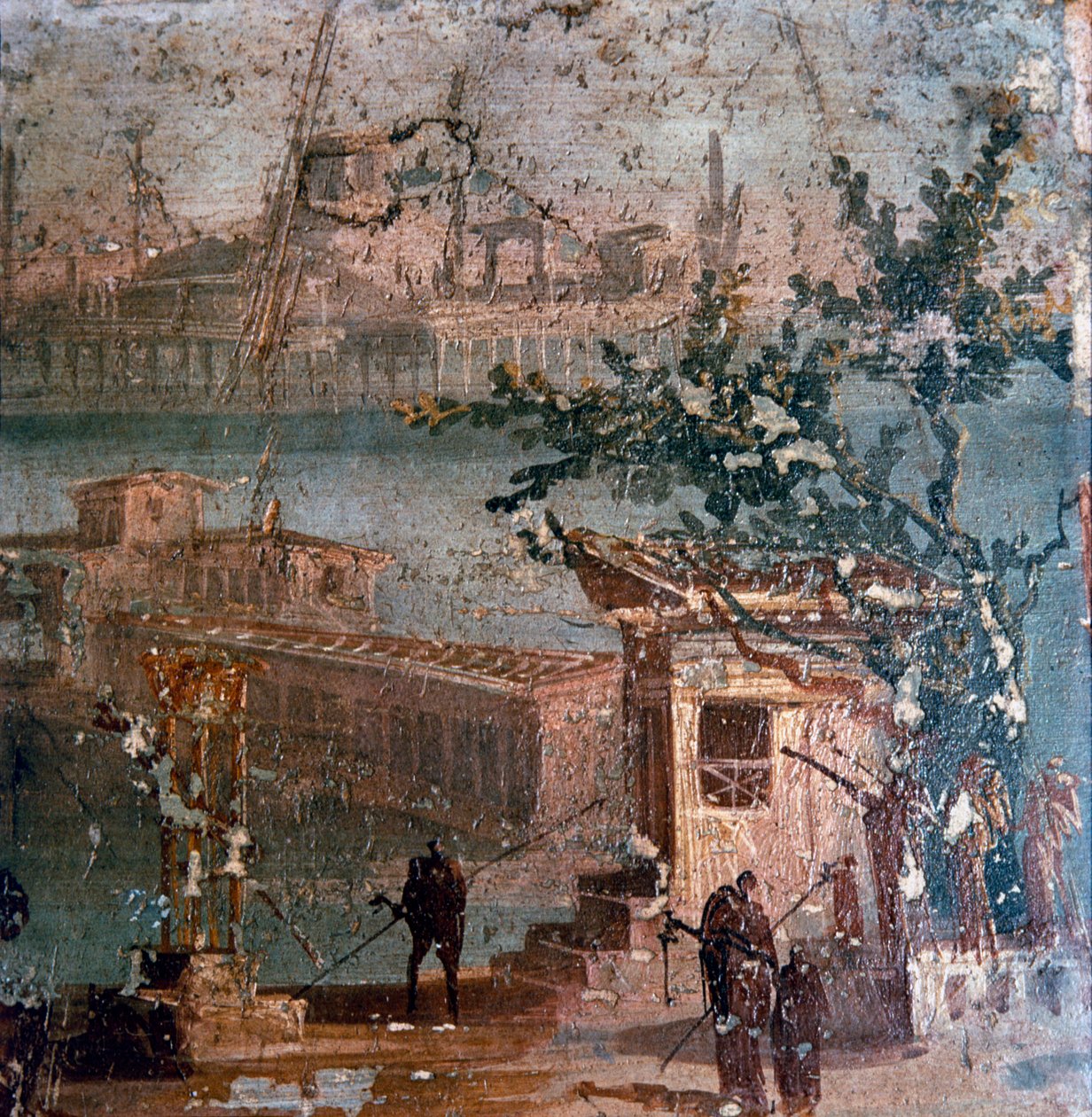 Římská nástěnná malba idylické krajiny, Pompeje, 1. století od Unbekannt