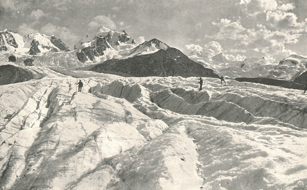 Rosegský ledovec poblíž Pontresiny, Engadin, Švýcarsko, 1895. od Unbekannt