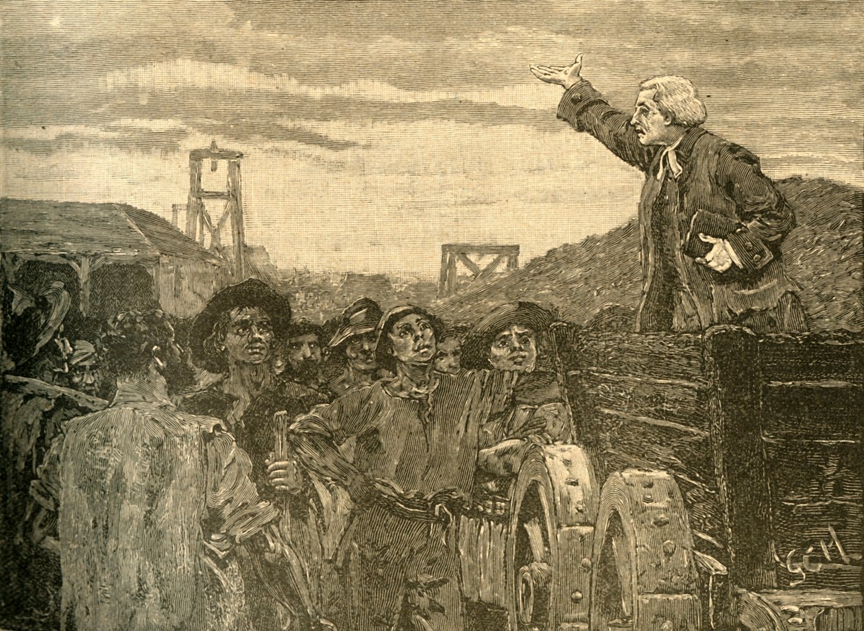Rowland Hill káže havířům v Kingswood, Bristol, c1772 c1890. od Unbekannt