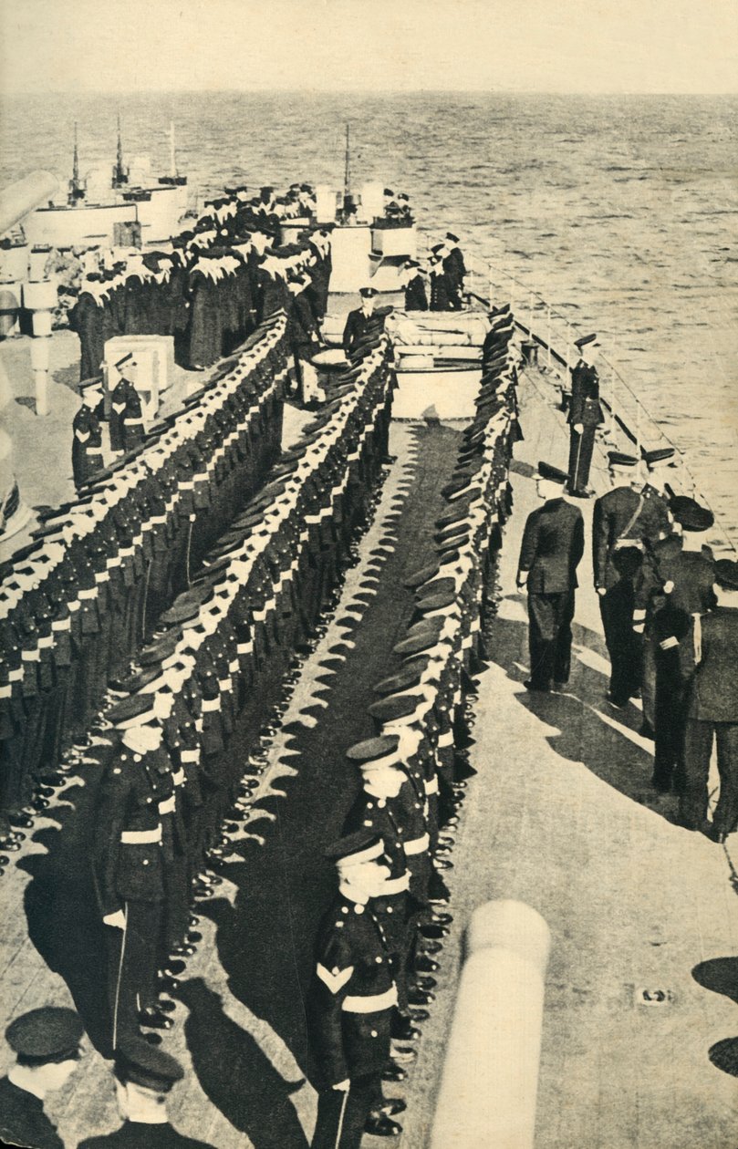 Royal Marines seřazeni na přehlídce na palubě lodi, druhá světová válka, c1939-c1943 1944. od Unbekannt
