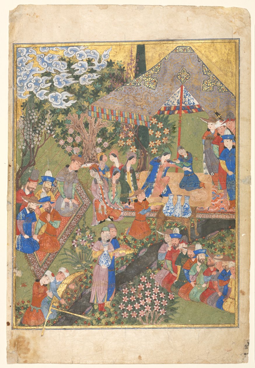 Královská recepce v krajině, pravé folio z dvoustránkového frontispisu..., 1444. od Unbekannt