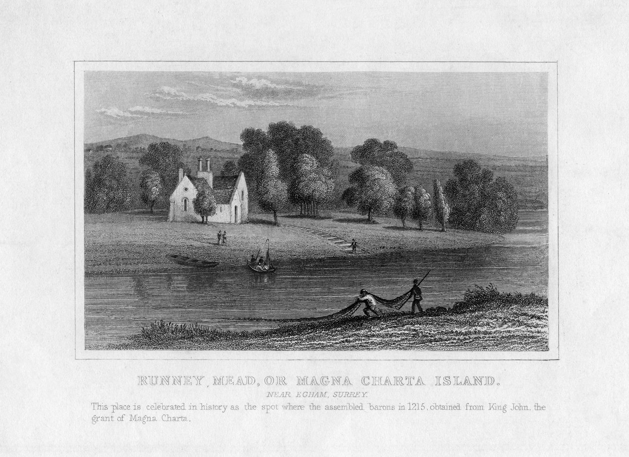 Runney Mead nebo Magna Charta Island, poblíž Egham, Surrey, 19. století od Unbekannt