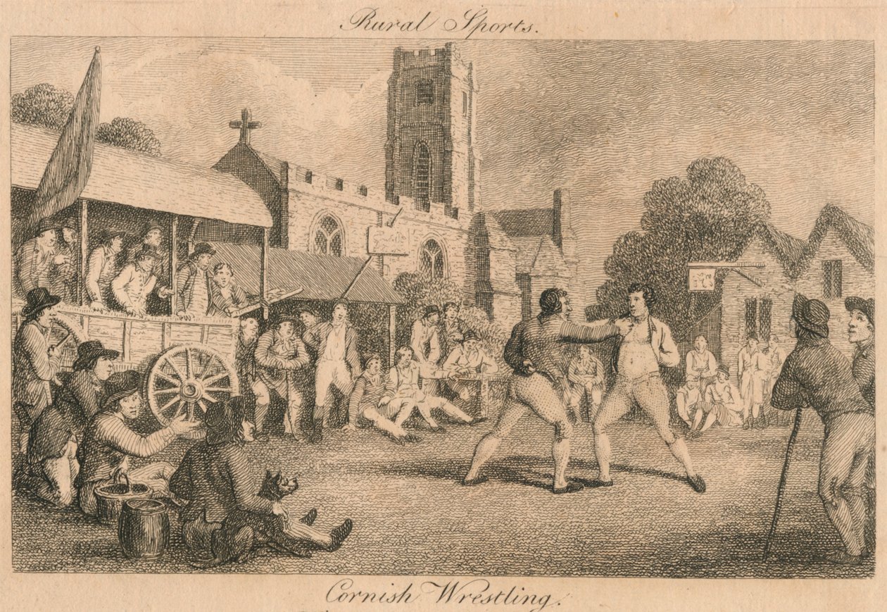 Venkovské sporty - Cornish Wrestling, konec 18.-začátek 19. století. od Unbekannt