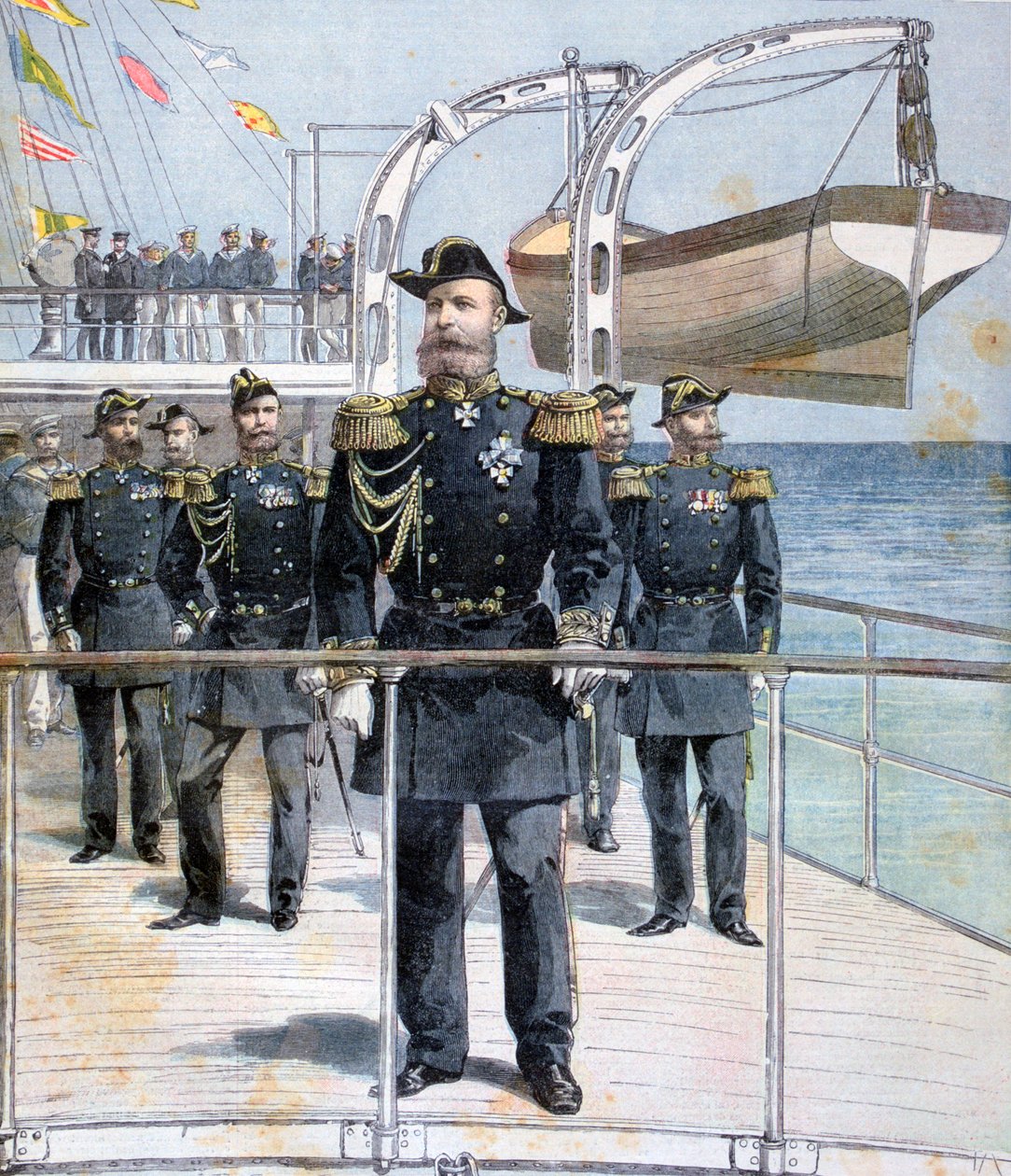 Ruský admirál Avellan na palubě křižníku Emperor Nicholas I, 1893 od Unbekannt