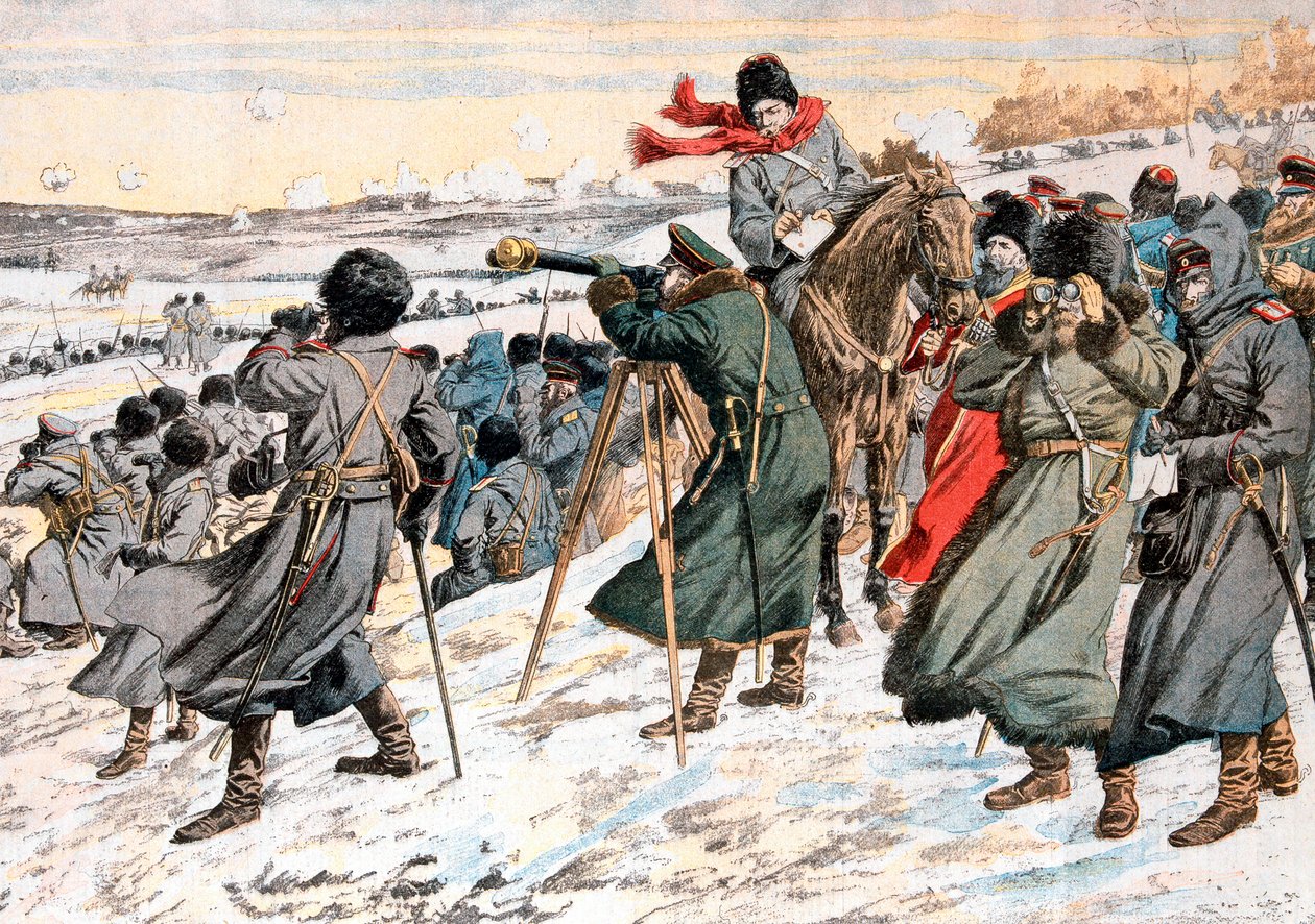 Ruský generál Kouropatkine dává rozkaz k ústupu, rusko-japonská válka, 1904 od Unbekannt