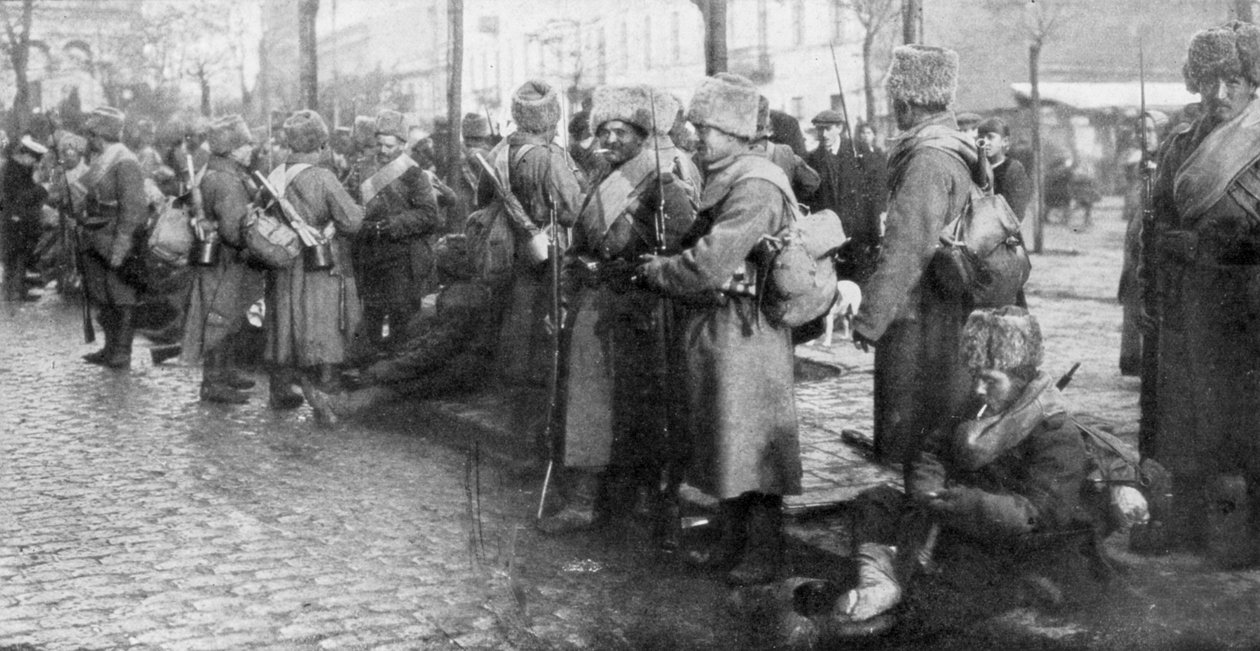 Ruská sibiřská pěchota ve Varšavě, Polsko, 1914 od Unbekannt