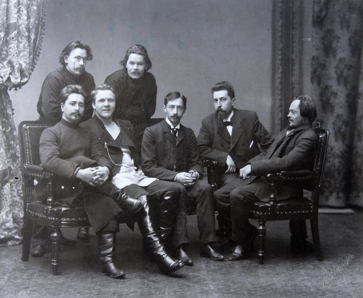 Ruský autor Maxim Gorkij v literární skupině Sreda Wednesday, 1902 od Unbekannt