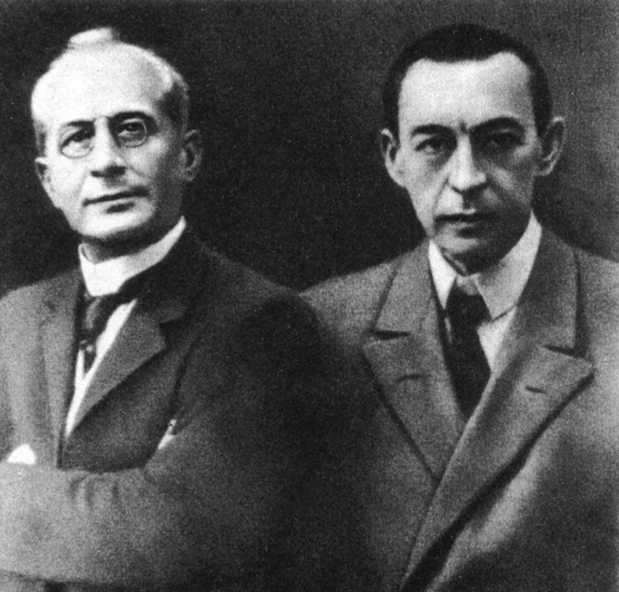 Ruský dirigent Alexander Siloti a skladatel Sergej Rachmaninov, počátek 20. století od Unbekannt