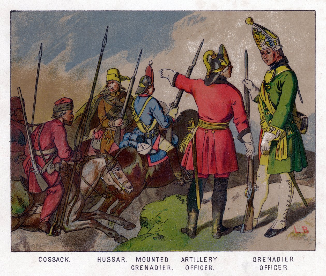 Ruští vojáci z roku 1760 19. století od Unbekannt
