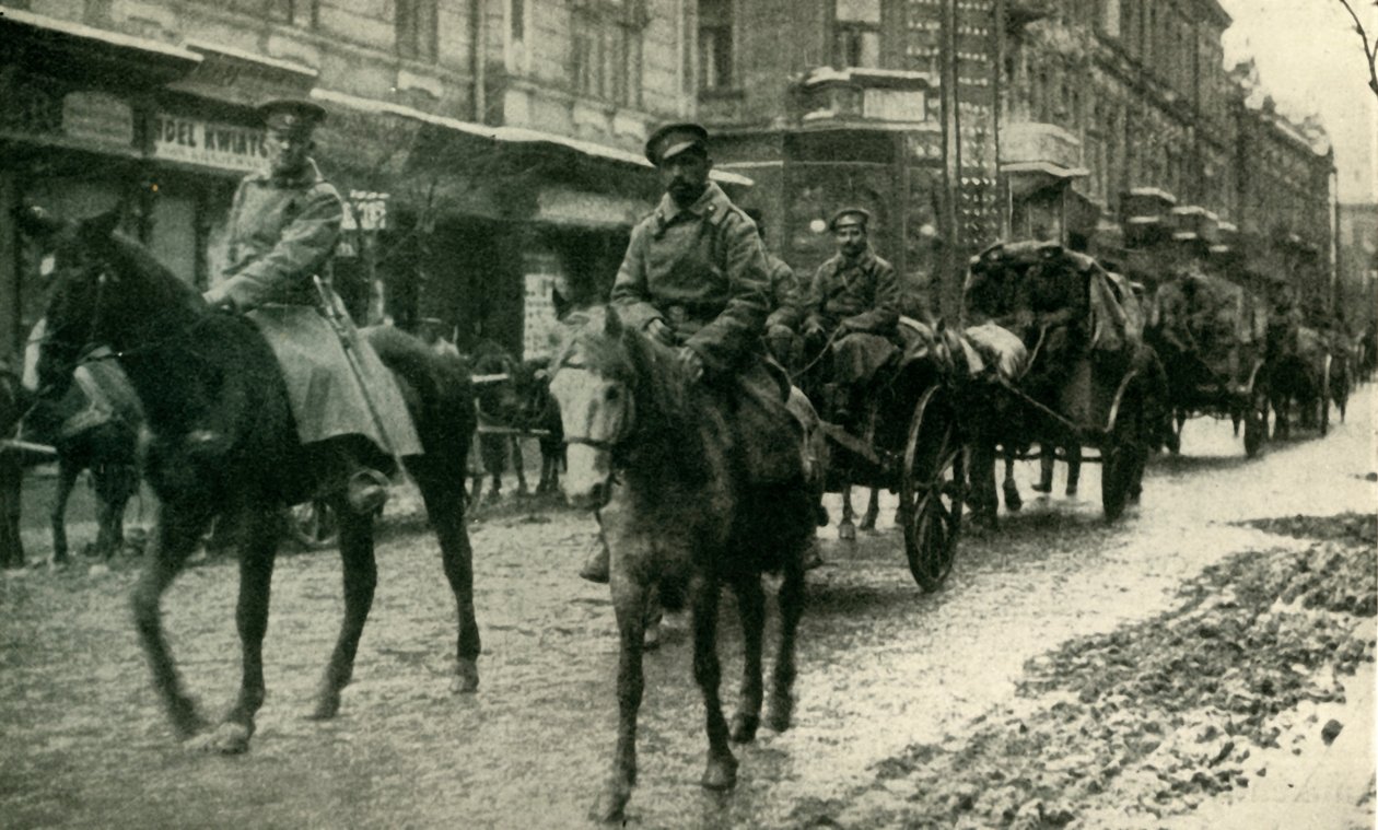 Ruská zásobovací kolona v Przemyslu, březen 1915, c1920. od Unbekannt