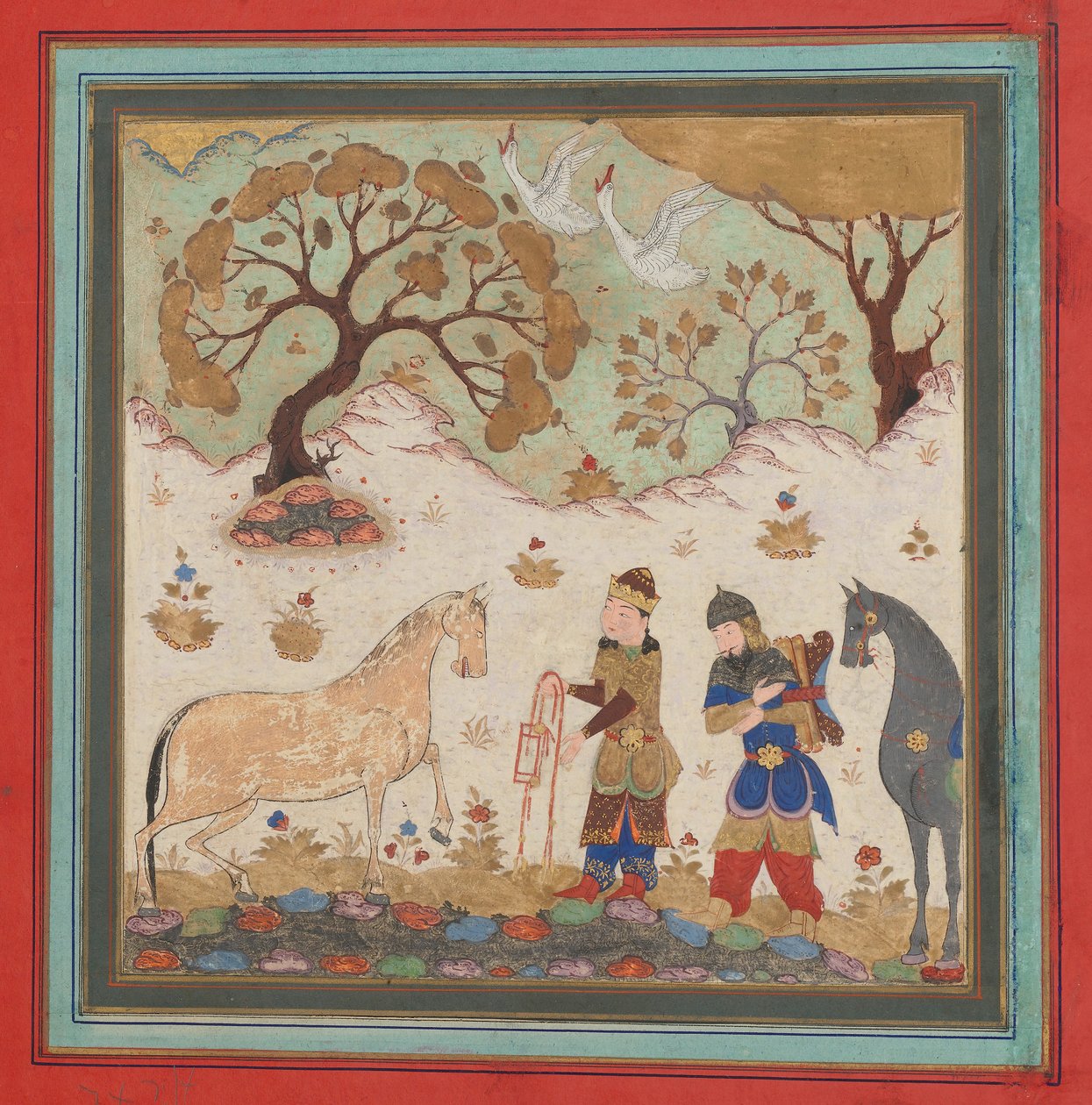 Rustam zachytí Rakhsh, Folio z Shahnama Book of Kings, polovina 15. století. od Unbekannt