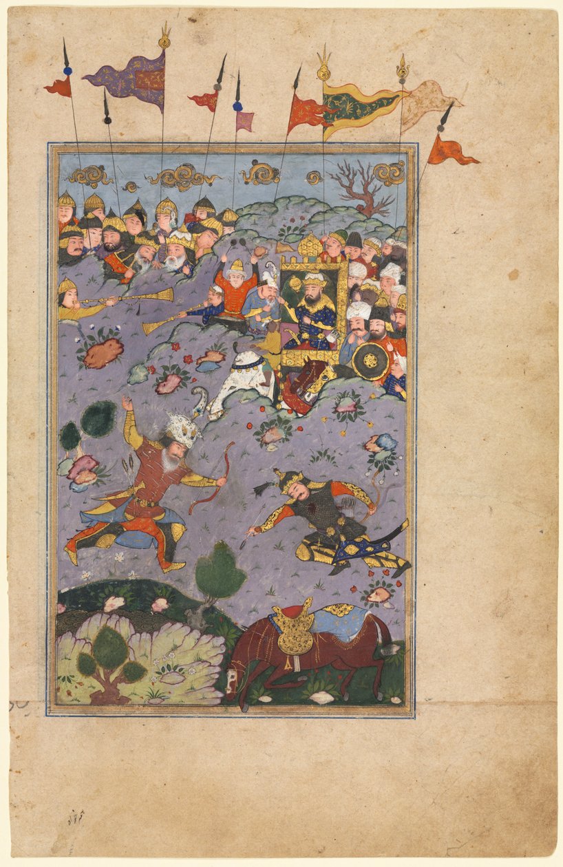 Rustam čelí výzvě Ashkabuse ze Shah-nama Book of Kings of Firdausi...c1590-1600. od Unbekannt
