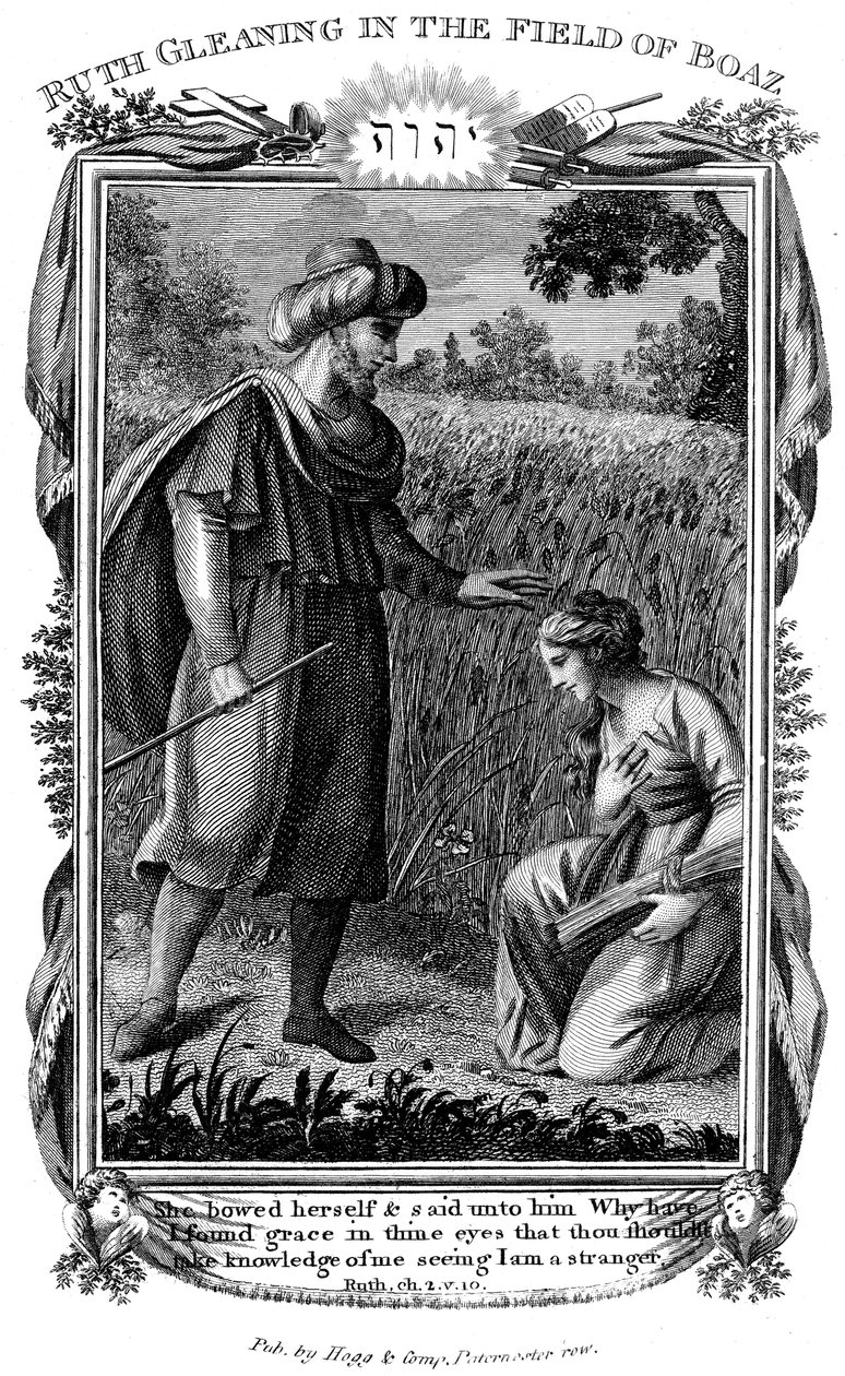 Ruth Gleaning v poli Boaz, c1804 od Unbekannt