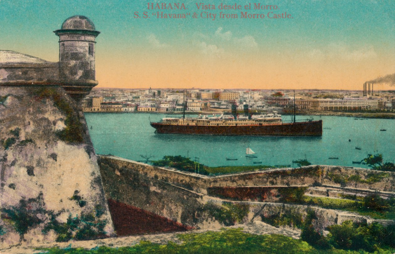 SS Havana a město z hradu Morro, Havana, Kuba, c1910 od Unbekannt