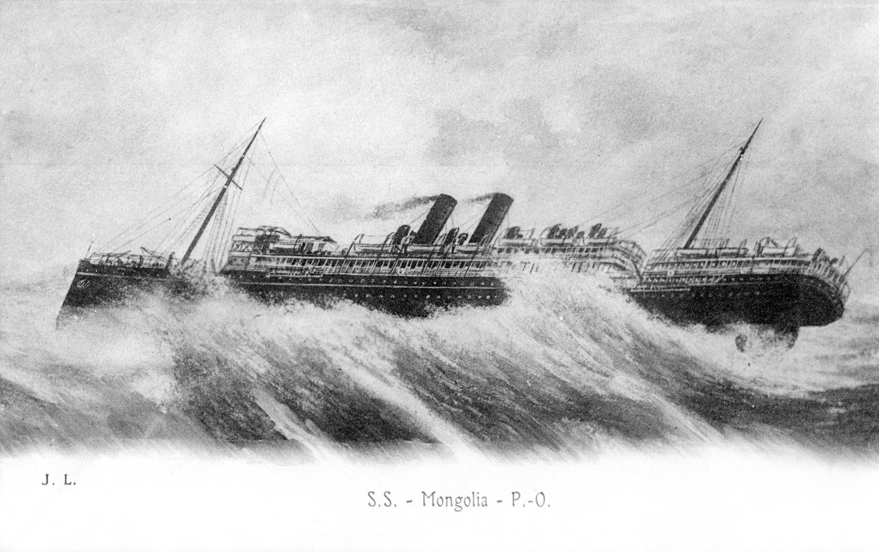 SS Mongolsko v rozbouřených mořích, c1903-c1917 od Unbekannt
