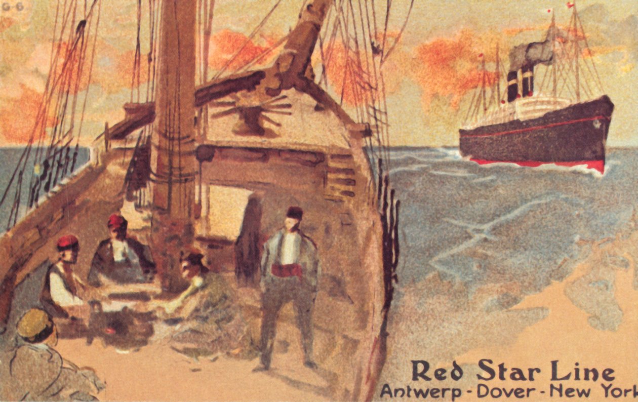 Plachetnice a zaoceánský parník Red Star, c1900. od Unbekannt