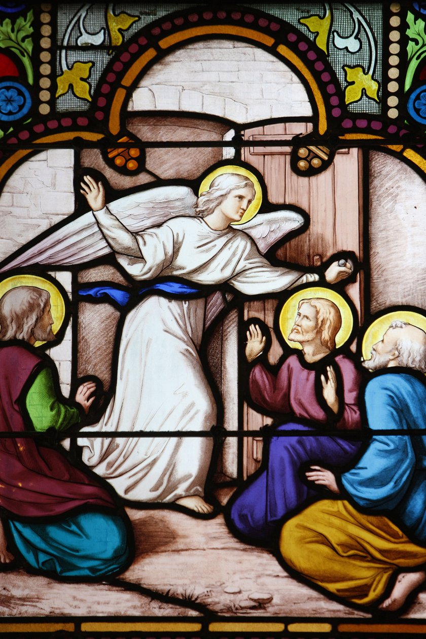Katedrála Saint-Corentin (Saint Corentin), Quimper Angel Vitráže: zjevení Svatému Petrovi, Quimper, Francie od Unbekannt
