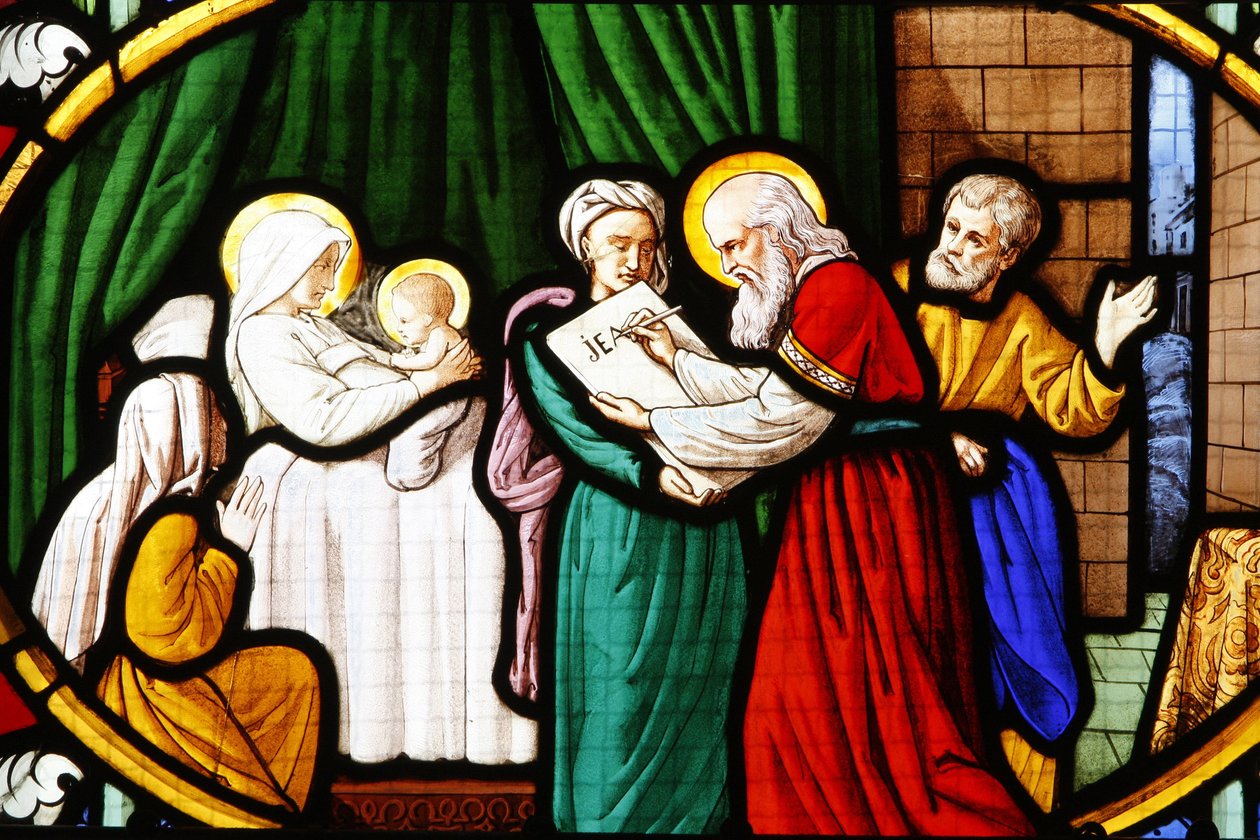 Katedrála Saint-Corentin (Saint Corentin), Quimper Vitráže: narození Jana Křtitele, Quimper, Francie od Unbekannt
