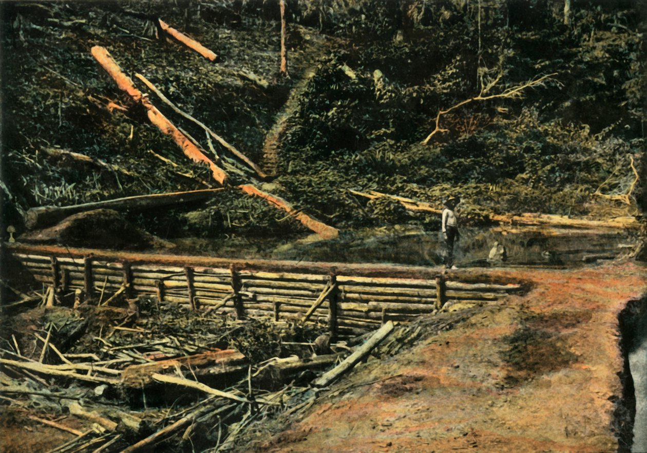 Saint-Elie. Le Grand Batardeau. Construction, Building a Cofferdam, 1900. od Unbekannt