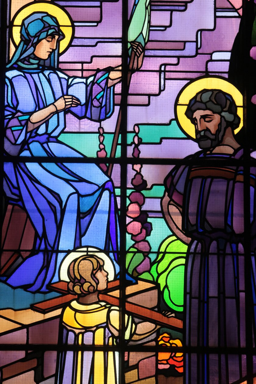 Kostel Saint-Joseph de Chedde. Vitráže na svaté rodiny od Raphael Lardeur., Chedde Francie od Unbekannt