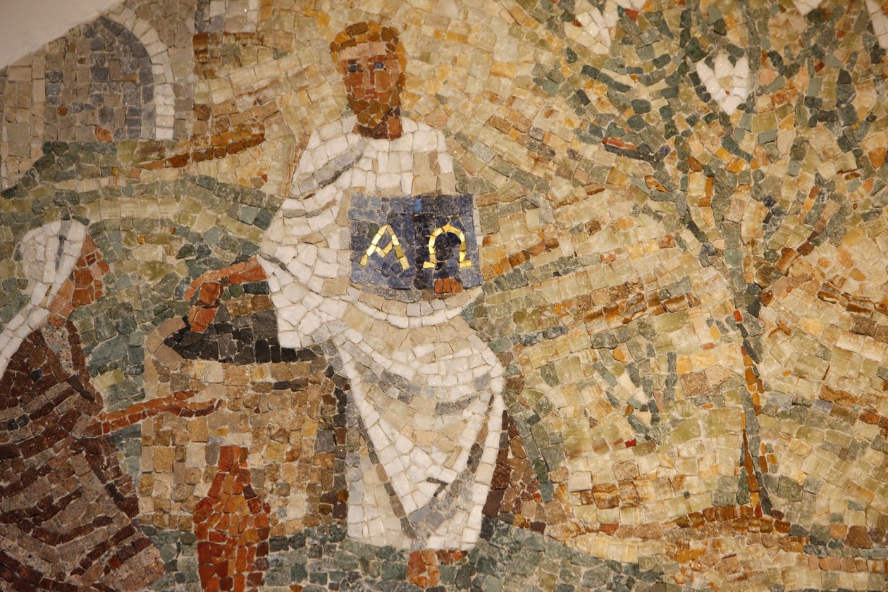 Bazilika opatství Saint-Maurice, Mozaika Madeleine DienerJežíše a Samaritána u Jákobovy studny, Saint-Maurice, Suisse od Unbekannt